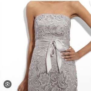 Adrianna Papell Strapless Lace Mini Cocktail Dress in Silver